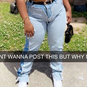 Light ripped stacked jeans